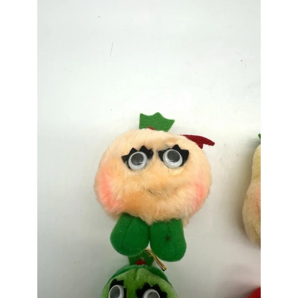 Del Monte Yumkins Plush Fruits & Vegetables Christmas Ornaments 1991 Lot of 6